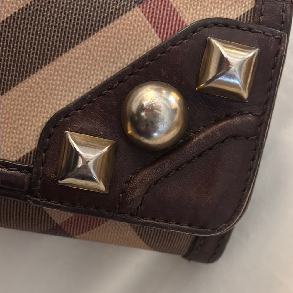 Genuine Burberry Wallet, plaid brown, cream, red, & black. Carefully loved!
